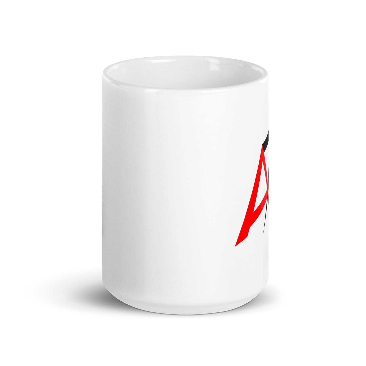 Arrival7 White glossy mug front-view