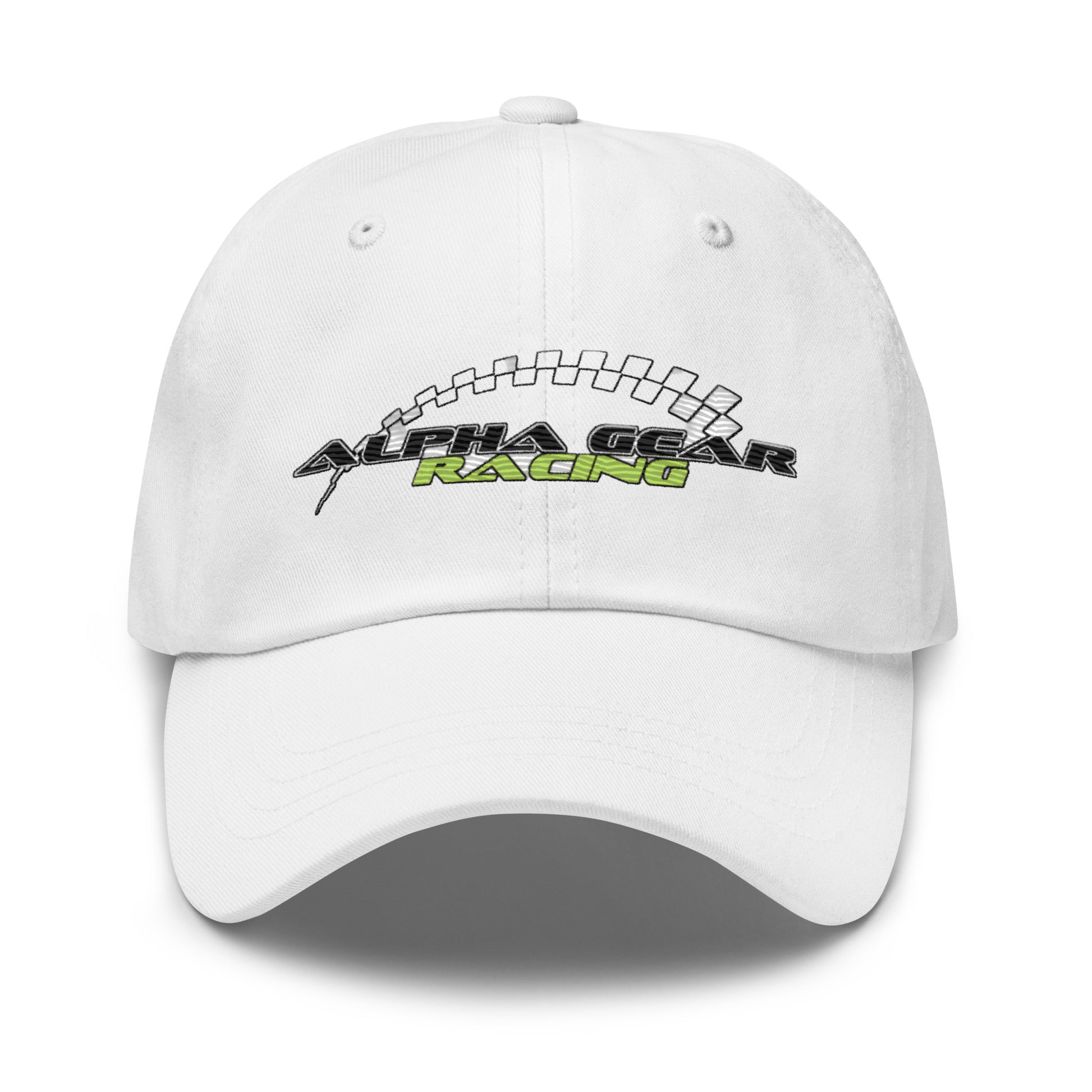 Alpha Gear Racing Esports Unisex Dad hat white front 