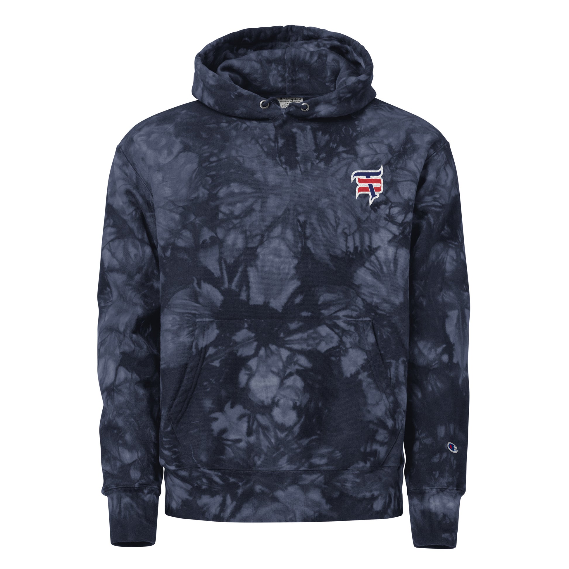 Sarrow Esports Unisex Champion tie-dye hoodie navy front 