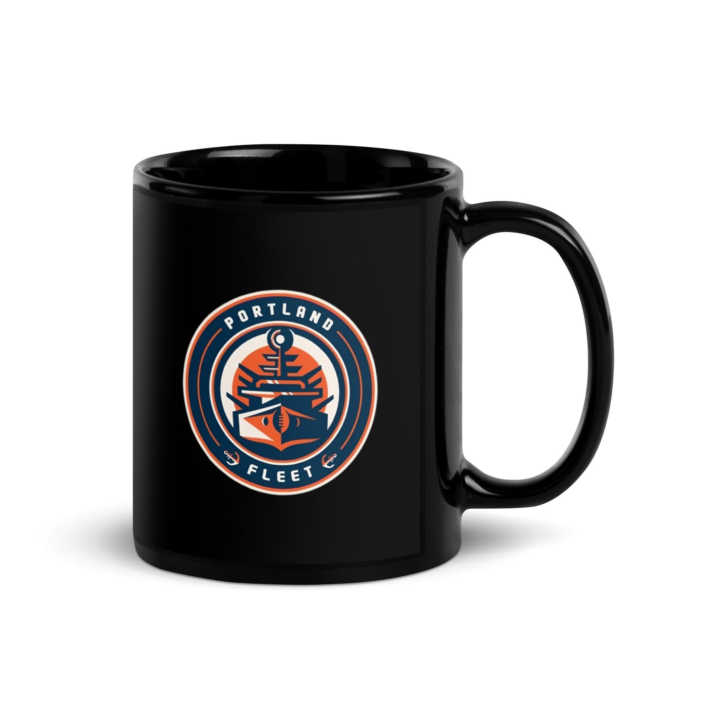 Portland Fleet Black Glossy Mug