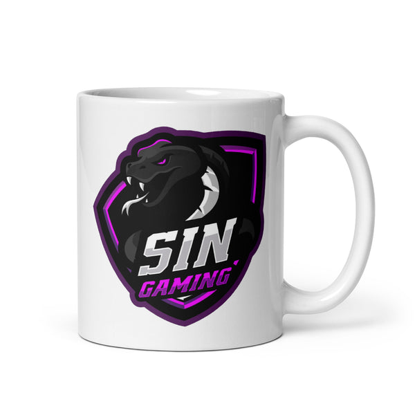 SIN Gaming White glossy mug