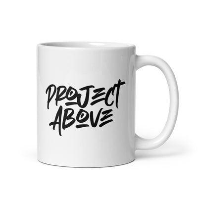 Project Above White glossy mug