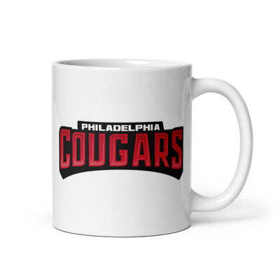 Philadelphia Cougars White glossy mug