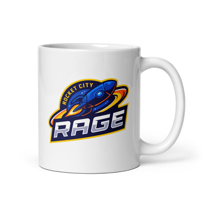 Rocket City Rage White glossy mug