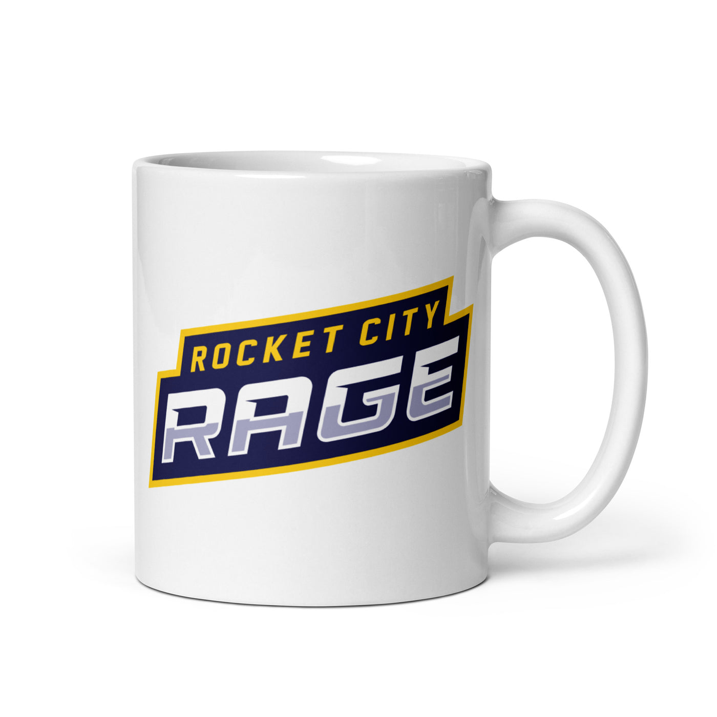 Rocket City Rage White glossy mug