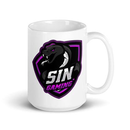 SIN Gaming White glossy mug