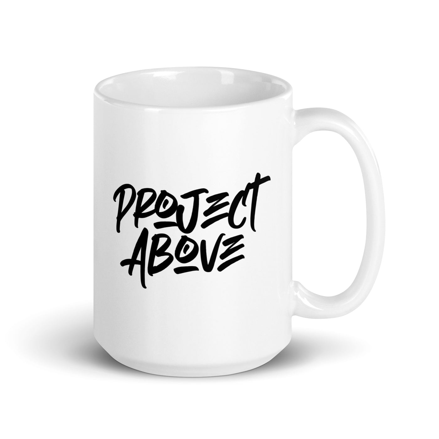 Project Above White glossy mug