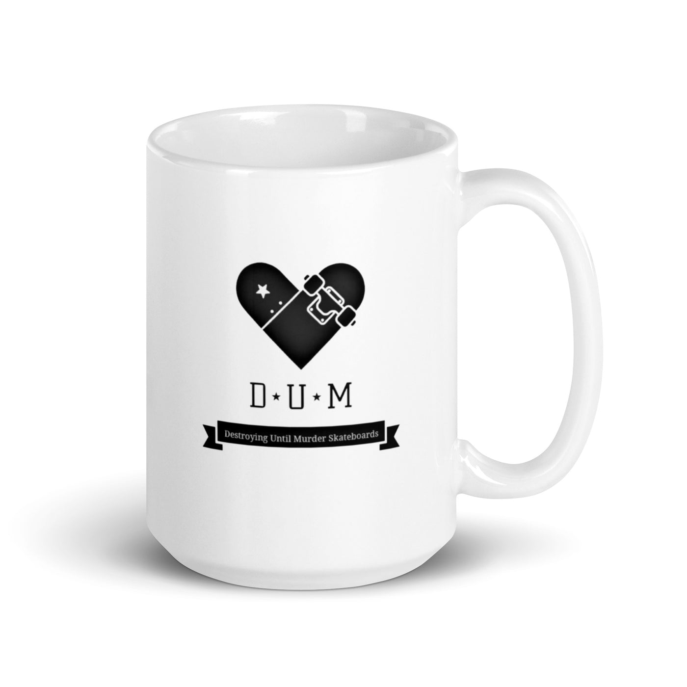 Dum Skateboard White glossy mug